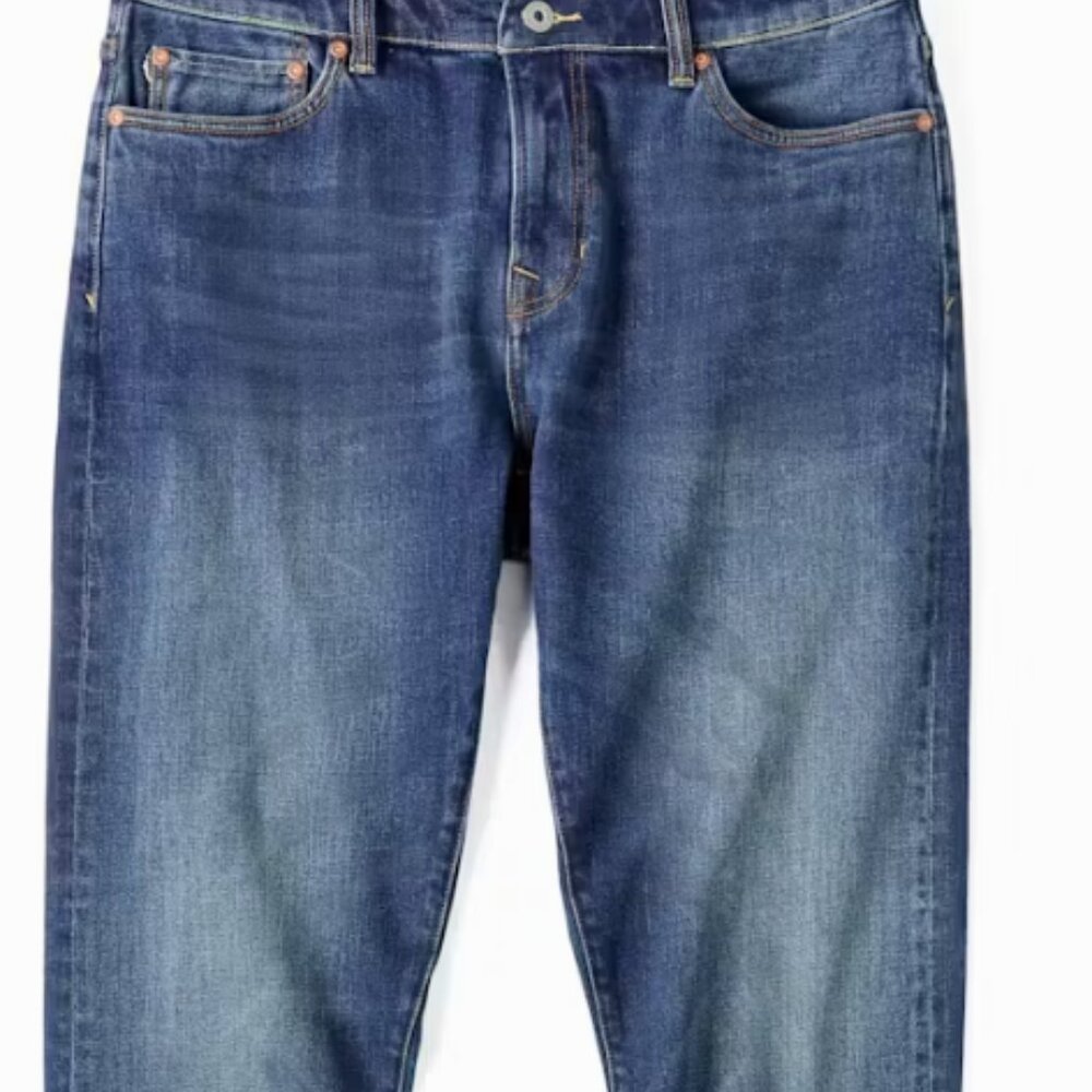 Stretch Selvedge Denim color- MediumWash Athletic Tapered Fit 33 Waist 34 Length